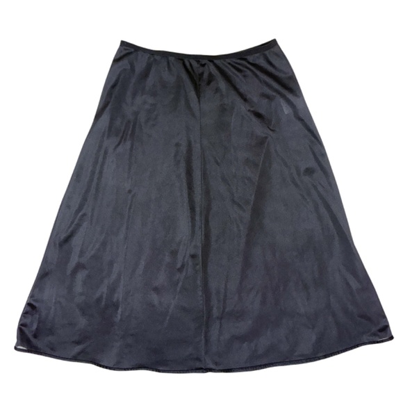 slip skirt small black vintage ST MICHAEL nylon elastic waist midi 26" long - Picture 4 of 10